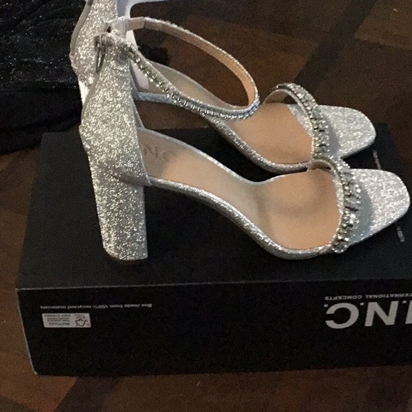 Silver Strappy Rhinestone Heels for Special Occasions - Picture 2 of 5